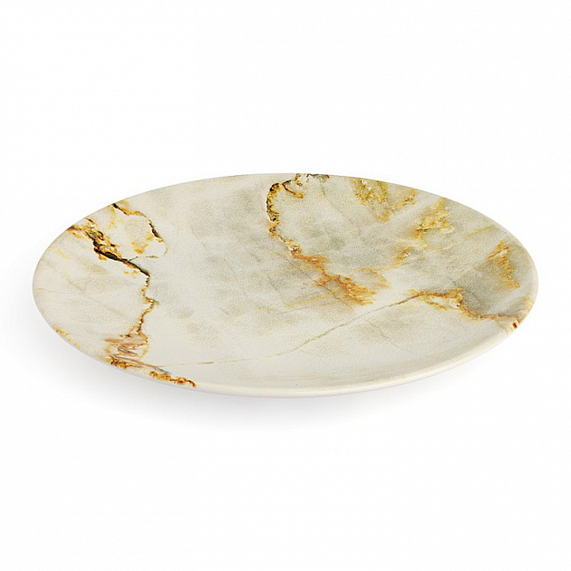 Тарелка обеденная 26см LUCKY Мрамор сервировочная белый/бежевый керамика 000000000001220253