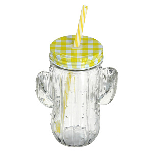 Кружка-банка 400мл Кактус стекло 000000000001170138