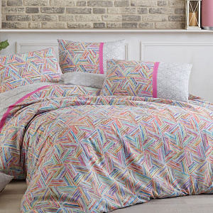 Комплект постельного белья 1,5-спальный LUCKY Калейдоскоп 1 наволочка 50х70см розовый/желтый ранфорс 80% хлопок 20% полиэстер 000000000001213461