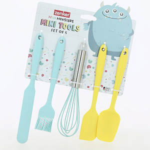 Набор кондитерских инструментов 5предметов FACKELMANN MiniM лопатка кулинарная21,5см скребок 21см венчик лопатка кондитерская 24см кисть силикон сталь 000000000001210503