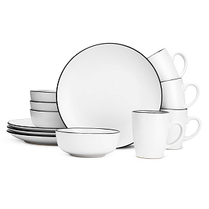 Набор столовой посуды 12 предметов белый матовый керамика Набор столовой посуды 12 предметов белый матовый керамика 000000000001219909