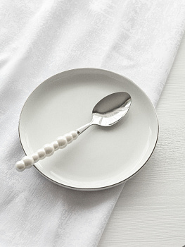 Ложка столовая DE'NASTIA Pearl белый нержавеющая сталь/ручка керамика 000000000001227729