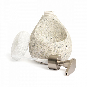 Диспенсер для жидкого мыла 13,5x11x16см DE'NASTIA STONE с белой губкой белый керамика 000000000001225143