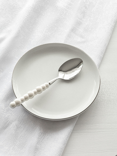 Ложка столовая DE'NASTIA Pearl белый нержавеющая сталь/ручка керамика 000000000001227729