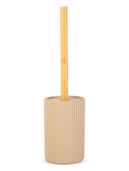 Ерш для унитаза 9,8х9,8х37см с подставкой бежевый полипропилен/бамбук 000000000001226602