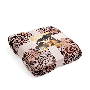 Плед 150х200см LUCKY Animal Лео2 бежевый/коричневый полиэстер 000000000001213567