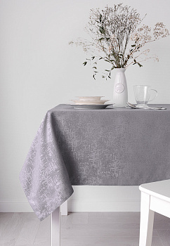 Скатерть 140x200см DE'NASTIA эффект потертости серый жаккард полиэстер 000000000001211732