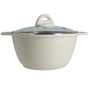 Кастрюля-жаровня 3л KUKMARA Традиция стеклянная крышка антипригарное покрытие светлый литой алюминий 000000000001121251