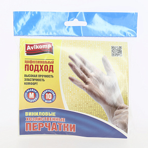Перчатки виниловые 10 штук размер M AVIKOMP 000000000001211355