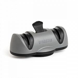 Точилка для ножей 6x6x6,5см DE'NASTIA с вакуумным креплением двухэтапная заточка черный вольфрамовая сталь/керамика/полипропилен 000000000001225976