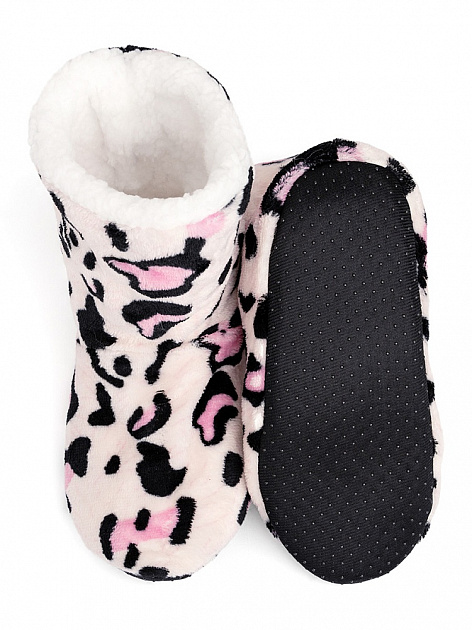Туфли домашние-тапки р.38-40 LUCKY Угги Леопард розовый полиэстер 000000000001187778