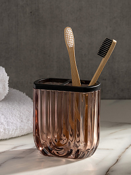 Стакан для зубных щеток 300мл 10x6x10,5см DE'NASTIA Barbara коричневый стекло/пластик 000000000001227003