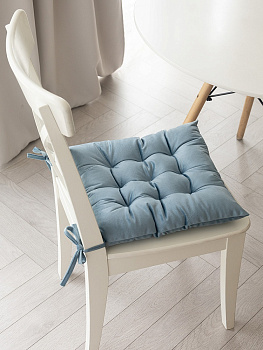 Подушка на стул 40х40см DE'NASTIA синий велюр полиэстер 000000000001218944