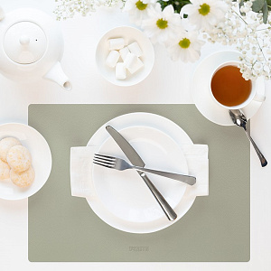 Салфетка серв DeNASTIA Двусторонняя, 45x32 прямоугольник, ПВХ, оливковый/серый E000505 000000000001214082