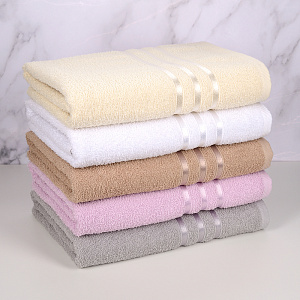 Полотенце махровое 70х130см DINA ME бордюр с 3 полосками светло-коричневое плотность 380гр/м 100%хлопок 000000000001210279