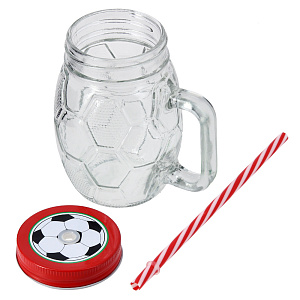 Кружка-банка 400мл Футбол прозрачная M020137/R030481 стекло 000000000001175931