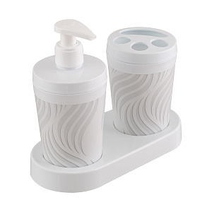 Набор для ванной комнаты на подставке 2предмета ПОЛИМЕРБЫТ BREEZE wave пластик 431710000 000000000001213055