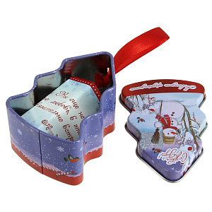 Декоративное украшение 7х5х3,8см ФЕНИКС-ПРЕЗЕНТ Елка с пожеланием металл 000000000001132742