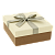 Коробка подарочная с бантом ЛЕН 170x170x70мм слоновая кость/ореховый квадрат тисненая бумага/лента бежевая 8128 Д10103К.086.2 000000000001205110