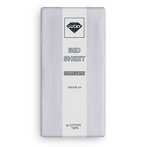 Простыня 150х230см LUCKY светло-серый страйп-сатин хлопок 100% 000000000001218088