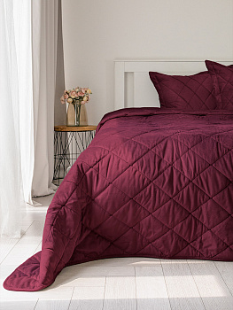 Покрывало 240x240см DE'NASTIA геометрия велюр бордовый полиэстер 000000000001227984