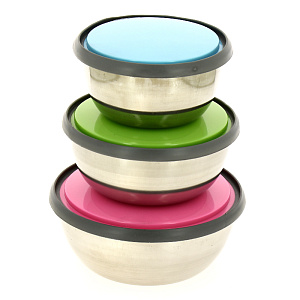 Набор мисок 3шт с крышкой M010194/PC05373/R010425 пластик/нержавеющая сталь 000000000001186501