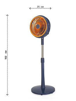 Вентилятор напольный102х25см 220В 35Вт 2скорости режим поворота регулировка наклона регулировка высоты синий пластик/железо с гальваническим покрытием 000000000001227272