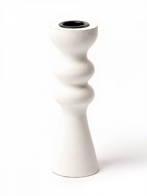 Подсвечник 5x5x15см DE'NASTIA белый дерево манго 000000000001230458