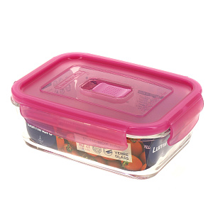 Контейнер стеклянный прямоугольный с розовой крышкой 820мл PURE BOX ACTI 000000000001182549