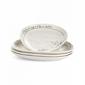 Набор тарелок десертных 4шт 19,5x15,5x2см DE'NASTIA Оливки черно-белый фарфор 000000000001225121