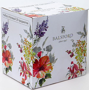 Набор столовой посуды 19 предметов BALSFORD Акварельный букет (обеденная 27см-6шт/десертная 20,5см-6шт/салатник 20,5см-6шт/салатник 23см 1,2л) фарфор 000000000001204596