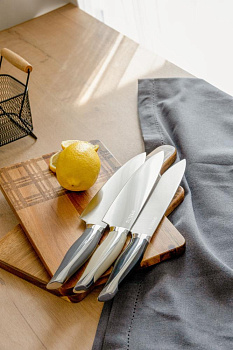 Нож Поварской шеф-нож 20,5см DE'NASTIA Wave line молочный нержавеющая сталь/пластик 000000000001228012