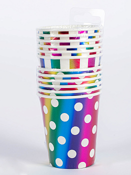 Набор стаканов одноразовых 6шт 200мл Хамелеон горох бумага 000000000001210188