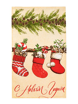 Полотенце кухонное 35х60см Праздник 150гр в ассортименте рогожка хлопок 000000000001229039