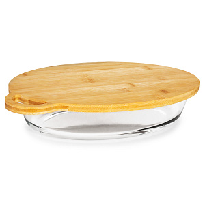 Форма для запекания 35,2х24,5х6,5см 3л овальная крышка-доска бамбук/боросиликатное стекло 000000000001217854