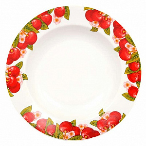 Тарелка фарфор суповая 200 мм супадкий край Вишни бортовые,088822 000000000001193465