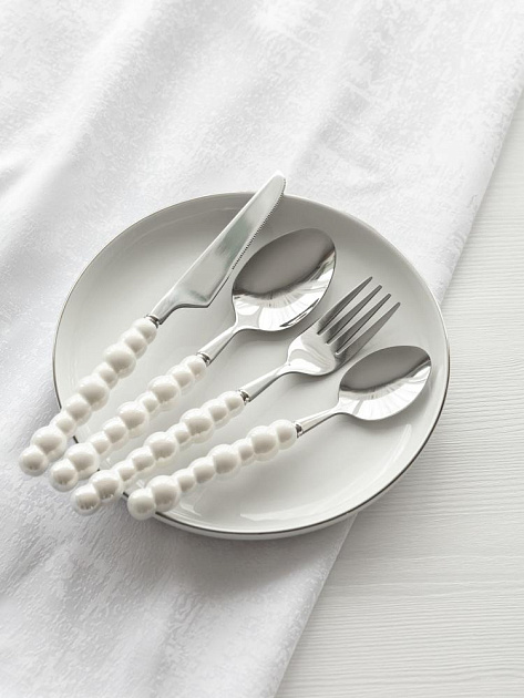 Вилка столовая DE'NASTIA Pearl белый нержавеющая сталь/ручка керамика 000000000001227728