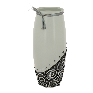 Ваза стеклянная бочка 23,5 см, Барельефный рисунок  с ленточкой Раффа 7735/230/77-641.2 000000000001191053