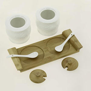 Набор банок 2шт 320мл BALSFORD РОЗА с ложками на стенде подарочная упаковка фарфор 000000000001206633