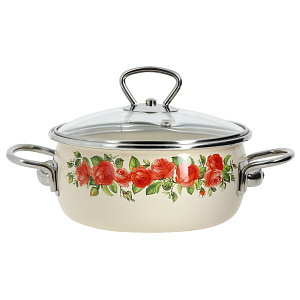 Кастрюля 1,5л VITROSS Rosa сферическая форма слоновая кость эмалированная сталь 000000000001101620