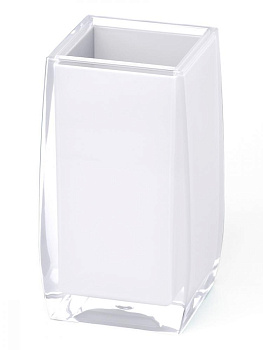 Стакан для зубных щёток DE'NASTIA четырёхгранный белый пластик 000000000001217316