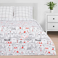 Комплект постельного белья "Этель" 1,5 спальное Xmas cat 143х215см, 150х214см, 70х70см-2шт, 100% хлопок бязь 4935599 000000000001202301