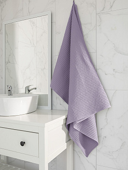 Полотенце вафельное 90x150см DE'NASTIA для бани/сауны лавандовый/сиреневый хлопок 100% 000000000001219814