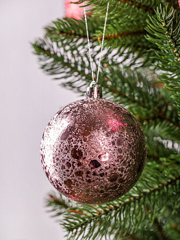 Набор новогодних шаров 12шт 8см розовый пластик 000000000001209028