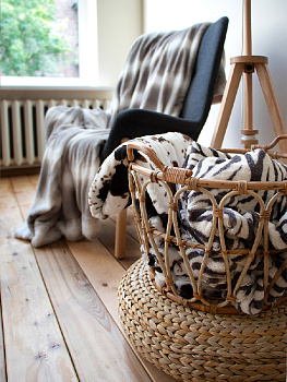 Плед меховой DE'NASTIA Зебра 150х200см 100%Полиэстер белый/серый T040128 000000000001193007