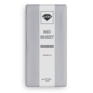 Простыня 230х240см LUCKY серый страйп-сатин хлопок 100% 000000000001218118