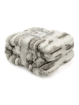 Плед 200x220см DE'NASTIA Double soft кролик с шерпой серый/белый полиэстер 000000000001220279