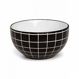 Салатник 14,5см/700мл DE'NASTIA СКАНДИ клетка черный/белый керамика 000000000001224465