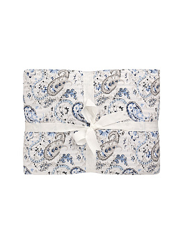 Комплект постельного белья 1,5спальный DE'NASTIA (50x70см-2шт/под-145x210см/пр-150x215см) Азулежу белый/голубой/синий жатый хлопок 000000000001221444