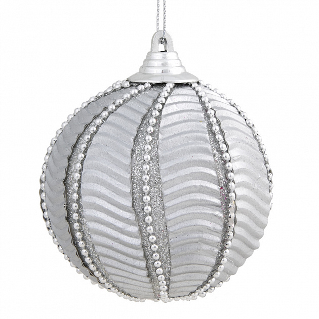 Декоративное украшение 8х8х8см Шар фактурный серебро пенопласт 000000000001179664